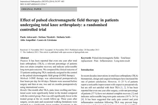 Pulzná magnetoterapia po totálnej náhrade kolena výrazne znižuje bolesť a urýchľuje zotavenie