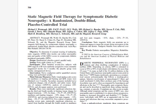 Magnetické vložky pomáhajú znižovať bolesť nôh pri diabetickej neuropatii – výsledky rozsiahlej americkej štúdie