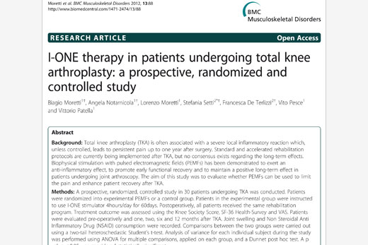 Pulzná elektromagnetická terapia po totálnej náhrade kolena: menej bolesti a rýchlejšie zotavenie (prospektívna randomizovaná kontrolovaná štúdia)