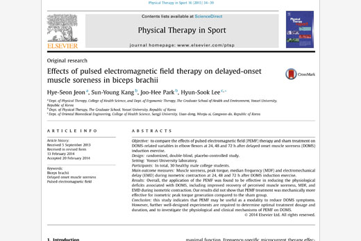 Pulzná elektromagnetická terapia (PEMF) znižuje príznaky DOMS pri bicepse: randomizovaná dvojito zaslepená štúdia